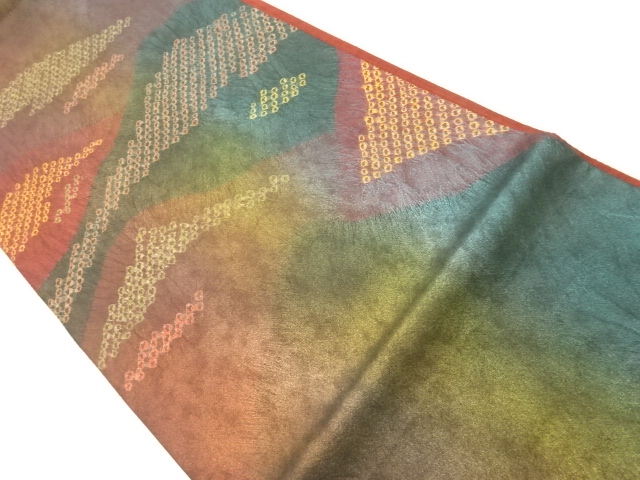 JAPANESE FUKURO OBI / OSHIMA TSUMUGI / SHIBORI / ABSTRACT MOUNTAINS